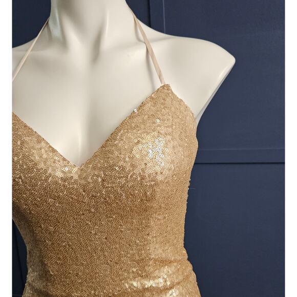 Bari Jay Bridesmaids 1666 Sequin Champagne Dress sz 4 - Picture 7 of 8